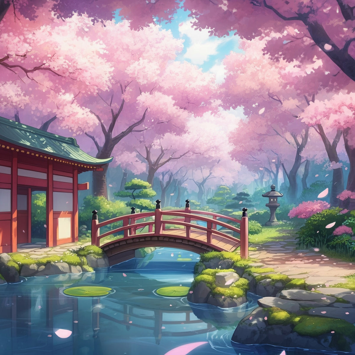 Cherry Blossom Bridge 2 (Anime) - Small + 1x Shelf